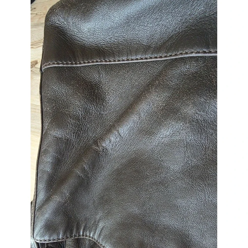 Cole Haan Brown Leather Distressed Messenger Crossbody Bag Work School 16x10x3